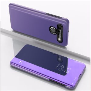 For LG K51S Plated Mirror Horizontal Flip Leather Case with Holder(Purple Blue) (OEM)