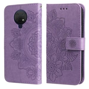 For Nokia G10 / G20 / 6.3 7-petal Flowers Embossing Pattern Horizontal Flip PU Leather Case with Holder & Card Slots & Wallet & Photo Frame(Light Purple) (OEM)