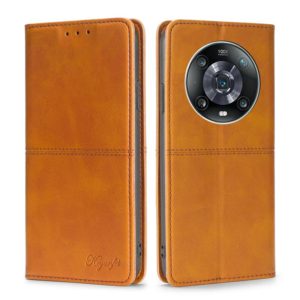 For Honor Magic4 Pro Cow Texture Magnetic Horizontal Flip Leather Phone Case(Light Brown) (OEM)