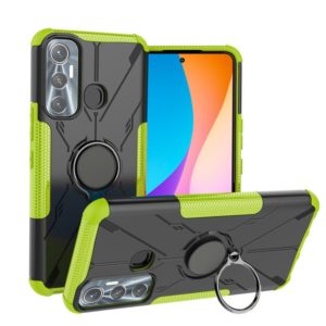 For Infinix Hot 11 Armor Bear Shockproof PC + TPU Protective Phone Case with Ring Holder(Green) (OEM)