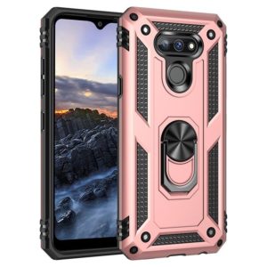 For LG Harmony 4 Shockproof TPU + PC Protective Case with 360 Degree Rotating Holder(Rose Gold) (OEM)