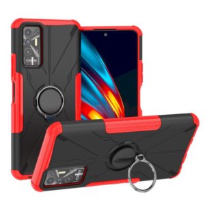 For Tecno Pova 2 Armor Bear Shockproof PC + TPU Phone Protective Case with Ring Holder(Red) (OEM)