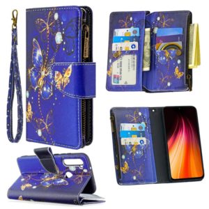For Xiaomi Redmi Note 8T Colored Drawing Pattern Zipper Horizontal Flip Leather Case with Holder & Card Slots & Wallet(Purple Butterfly) (OEM)