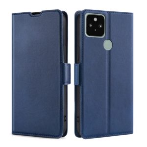 For Google Pixel 5 Ultra-thin Voltage Side Buckle PU + TPU Horizontal Flip Leather Case with Holder & Card Slot(Blue) (OEM)
