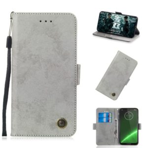 Multifunctional Horizontal Flip Retro Leather Case with Card Slot & Holder for Motorola G7 Power(Grey) (OEM)