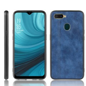 For Oppo A12 Shockproof Sewing Cow Pattern Skin PC + PU + TPU Case(Blue) (OEM)