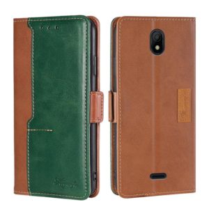 For Nokia C100 Contrast Color Side Buckle Leather Phone Case(Light Brown+Green) (OEM)