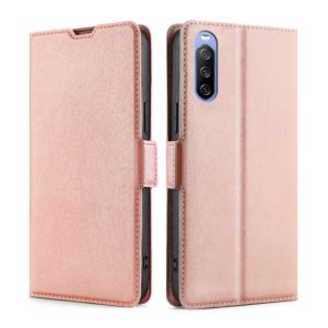 For Sony Xperia 10 III Ultra-thin Voltage Side Buckle PU + TPU Horizontal Flip Leather Case with Holder & Card Slot(Rose Gold) (OEM)