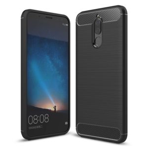 For Huawei Mate 10 Lite Brushed Carbon Fiber Texture TPU Shockproof Anti-slip Soft Protective Back Cover Case(Black) (OEM)