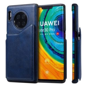For Huawei Mate 30 Pro Shockproof Calf Texture Protective Case with Holder & Card Slots & Frame(Blue) (OEM)