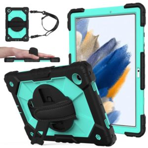 For Samsung Galaxy Tab A8 10.5 2021 X200 Contrast Color Robot Silicone + PC Tablet Case(Black+Mint) (OEM)