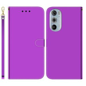 For Motorola Edge 30 Pro Imitated Mirror Surface Horizontal Flip Leather Phone Case(Purple) (OEM)