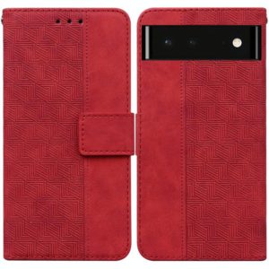 For Google Pixel 6 Geometric Embossed Leather Phone Case(Red) (OEM)