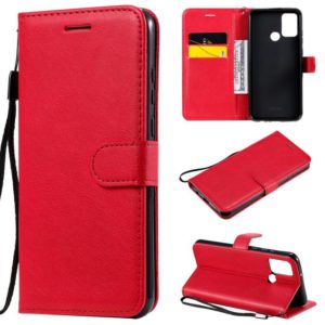 For Huawei Honor 9A Solid Color Horizontal Flip Protective Leather Case with Holder & Card Slots & Wallet & Lanyard(Red) (OEM)