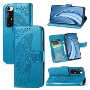 For Xiaomi Mi 10S Butterfly Love Flowers Embossed Horizontal Flip Leather Case with Holder & Card Slots & Wallet & Lanyard(Blue) (OEM)