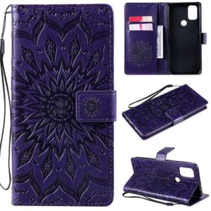 For OnePlus Nord N10 5G Sun Embossing Pattern Horizontal Flip Leather Case with Card Slot & Holder & Wallet & Lanyard(Purple) (OEM)