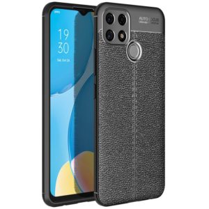 For OPPO A15 Litchi Texture TPU Shockproof Case(Black) (OEM)