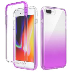 Shockproof High Transparency Two-color Gradual Change PC+TPU Candy Colors Protective Case For iPhone 8 Plus / 7 Plus(Purple) (OEM)