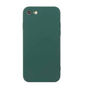 For iPhone SE 2022 / SE 2020 / 8 / 7 Straight Edge Solid Color TPU Shockproof Case(Dark Night Green) (OEM)