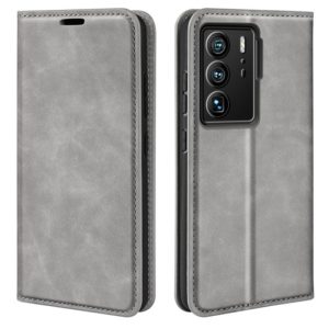 For ZTE Axon 40 Ultra Retro-skin Magnetic Suction Leather Phone Case(Grey) (OEM)