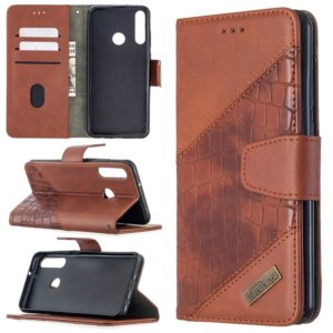 For Huawei Y6p Matching Color Crocodile Texture Horizontal Flip PU Leather Case with Holder & Card Slots & Wallet(Brown) (OEM)