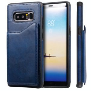 For Galaxy Note 8 Shockproof Calf Texture Protective Case with Holder & Card Slots & Frame(Blue) (OEM)