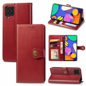 For Samsung Galaxy F62 Solid Color Leather Buckle Phone Case with Lanyard & Photo Frame & Card Slot & Wallet & Stand Function(Red) (OEM)