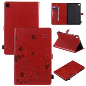 For Samsung Galaxy S6 Lite P610 Cat Bee Embossing Pattern Shockproof Table PC Protective Horizontal Flip Leather Case with Holder & Card Slots & Wallet & Pen Slot & Wake-up / Sleep Function(Red) (OEM)