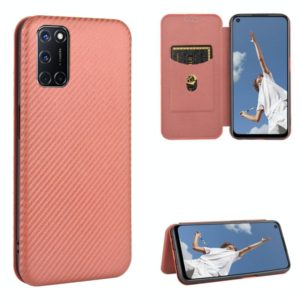 For OPPO A52 / A72 / A92 Carbon Fiber Texture Horizontal Flip TPU + PC + PU Leather Case with Card Slot(Brown) (OEM)