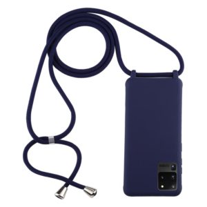 For Galaxy S20 Ultra Candy Color TPU Protective Case with Lanyard(Dark Blue) (OEM)