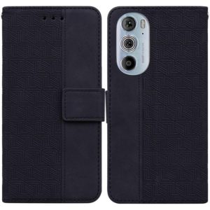 For Motorola Edge+ 2022 / Edge 30 Pro Geometric Embossed Leather Phone Case(Black) (OEM)