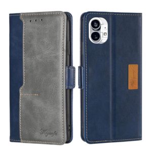 For Nothing Phone 1 Contrast Color Side Buckle Leather Phone Case(Blue + Grey) (OEM)
