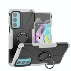 For Motorola Moto Edge 20 Armor Bear Shockproof PC + TPU Protective Phone Case with Ring Holder(White) (OEM)
