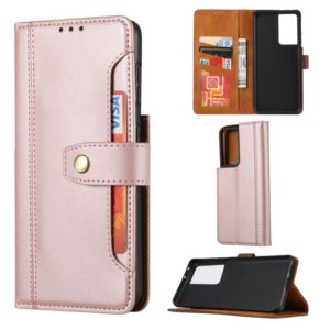 For Samsung Galaxy S30 Ultra Calf Texture Double Fold Clasp Horizontal Flip Leather Case with Photo Frame & Holder & Card Slots & Wallet(Rose Gold) (OEM)