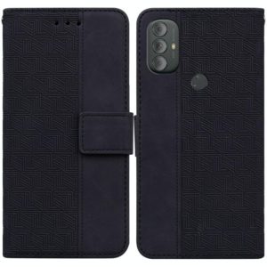 For Motorola Moto G Power 2022 Geometric Embossed Leather Phone Case(Black) (OEM)