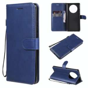 For Huawei Mate 40 Pro Solid Color Horizontal Flip Protective Leather Case with Holder & Card Slots & Wallet & Photo Frame & Lanyard(Blue) (OEM)