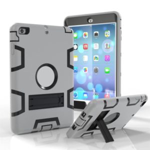 For iPad Mini 3 / 2 / 1 Shockproof PC + Silicone Protective Case，with Holder(Gray Black) (OEM)