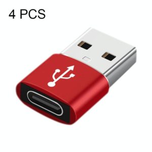 3 PCS USB-C / Type-C Female to USB 3.0 Male Aluminum Alloy Adapter, Support Charging & Transmission Data(Red) (OEM)