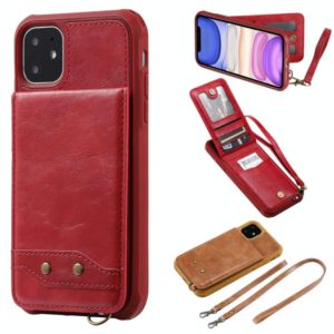 For iPhone 11 Vertical Flip Shockproof Leather Protective Case with Long Rope, Support Card Slots & Bracket & Photo Holder & Wallet Function(Red) (OEM)