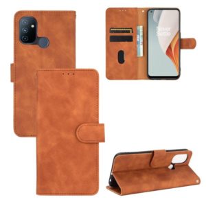 For OnePlus Nord N100 Solid Color Skin Feel Magnetic Buckle Horizontal Flip Calf Texture PU Leather Case with Holder & Card Slots & Wallet(Brown) (OEM)
