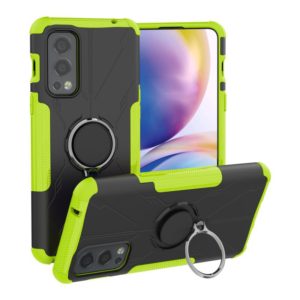 For OnePlus Nord 2 5G Armor Bear Shockproof PC + TPU Protective Case with Ring Holder(Green) (OEM)