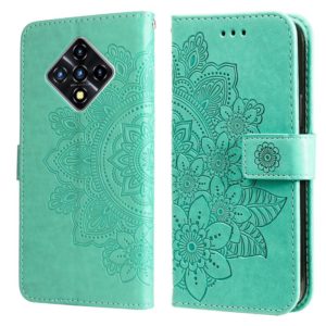 For Infinix Zero 8 7-petal Flowers Embossing Pattern Horizontal Flip PU Leather Case with Holder & Card Slots & Wallet & Photo Frame(Green) (OEM)