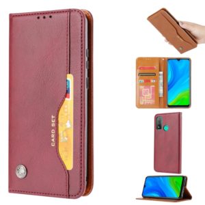 For Huawei P Smart 2020 Knead Skin Texture Horizontal Flip Leather Case with Photo Frame & Holder & Card Slots & Wallet(Wine Red) (OEM)