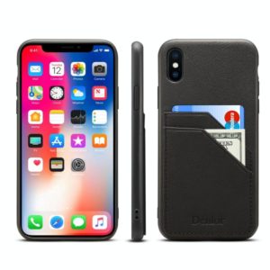 For iPhone XS Max Denior V1 Luxury Car Cowhide Leather Protective Case with Double Card Slots(Black) (Denior) (OEM)