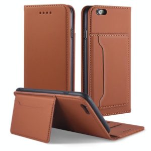 For iPhone 6 / 6s Strong Magnetism Shockproof Horizontal Flip Liquid Feel Leather Case with Holder & Card Slots & Wallet(Brown) (OEM)