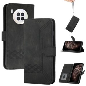 For Huawei nova 8i Cubic Skin Feel Flip Leather Phone Case(Black) (OEM)