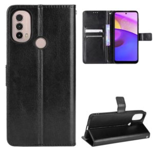 For Motorola Moto E40 / E30 / E20 Crazy Horse Texture Horizontal Flip Phone Leather Case with Holder & Card Slots & Lanyard(Black) (OEM)