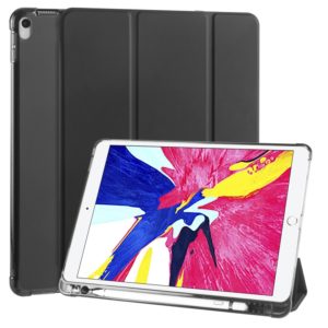 For iPad Pro 10.5 inch / Air 3 10.5 inch 3-folding Horizontal Flip PU Leather + Shockproof TPU Case with Holder & Pen Slot(Black) (OEM)