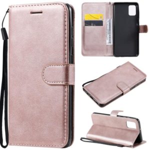 For Samsung Galaxy A31 Solid Color Horizontal Flip Protective Leather Case with Holder & Card Slots & Wallet & Photo Frame & Lanyard(Rose Gold) (OEM)