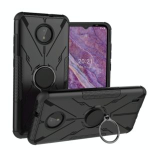 For Nokia C10 / C20 Armor Bear Shockproof PC + TPU Phone Protective Case with Ring Holder(Black) (OEM)
